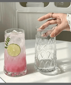 6Pcs Unique Diamond Aesthetic Highball Glass