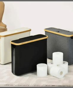 Slim Bathroom Storage Cabinet with Bamboo lid
