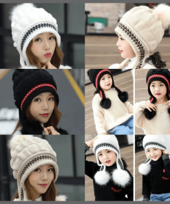 Women's Fleece-Lined and Thickened Knit Pullover Hat