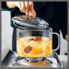 Glass Heat resistant cooking pot with handle