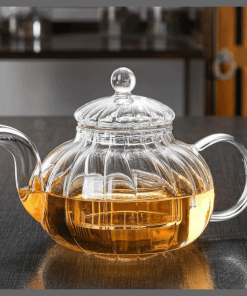 800mls Stripped High Borosilicate glass tea/Coffee pot with stainless steel glass filter infuser