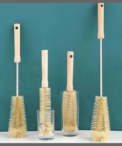 4 pcs Long Wooden handle bottle cleaning brushes