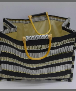Linen Reusable Eco friendly shopping jute bag with stripes