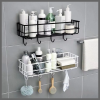 Punch free Bathroom Shelf storage rack /Organizer with Hooks & stickers