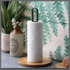 High quality metallic paper Towel holder with Bamboo base