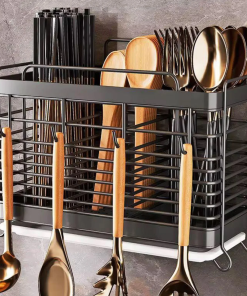 Multifunctional stainless steel cutlery storage rack