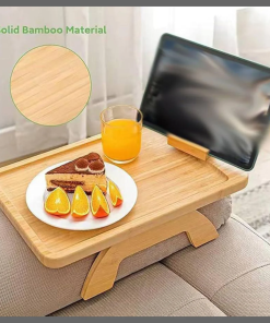 Foldable Wooden Sofa Armrest Tray Clip-On Table