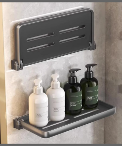 Foldable Shelf Space Saving Shower Rack Organizer Aluminum
