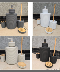 Plain 6pcs Bathroom Accessories set with Pedal