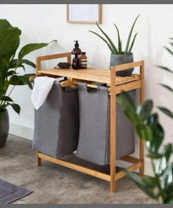Bamboo Laundry Basket with 2 Pull-Out Laundry Bags