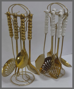 7in1 Ceramic handle  stainless steel serving spoon set