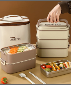 1.5L Double layered lunch box with matching lunch bag