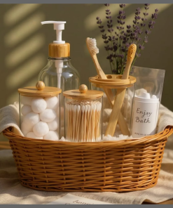 4pcs Bamboo Bathroom Accessories