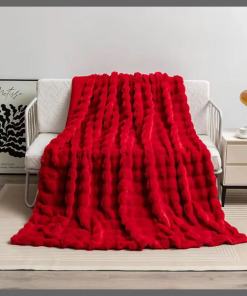 Red Soft Bubble Winter Throw Blanket
