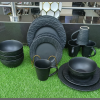 24pcs Black plain dinner set