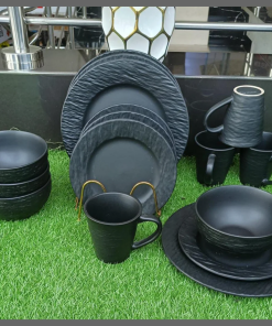 24pcs Black plain dinner set