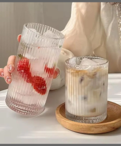 6Pcs Borosilicate ribbed water/juice glasses