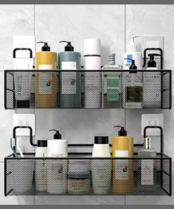 Large Mesh Bathroom rack with self adhesive stickers