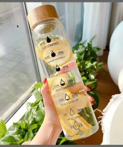 1L Motivational time marker borosilicate bottle