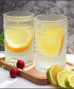 6Pcs Borosilicate embossed water/juice glasses