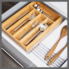 Fixed size dining 5 slot bamboo cutlery organizer