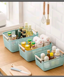 Small pantry kitchen bathroom shelf organizer basket