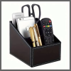 Multi-Compartment Leather Desk Organizer /Remote organizer