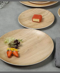 12Pcs 9 inch Round Bamboo Design melamine dinner plates