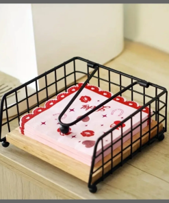 Elegant Metal Napkin Holder with Wooden Base