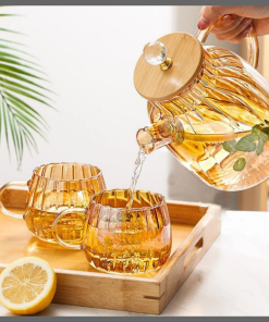 1.8L Amber pumpkin stripped Teapot